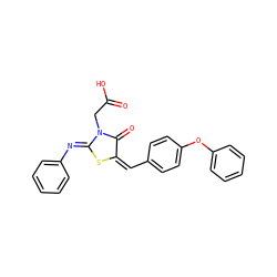 O=C(O)CN1C(=O)/C(=C\c2ccc(Oc3ccccc3)cc2)S/C1=N\c1ccccc1 ZINC000072174872