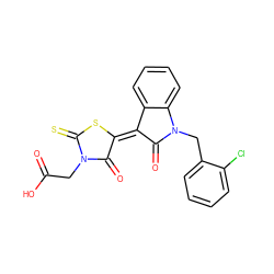 O=C(O)CN1C(=O)/C(=C2\C(=O)N(Cc3ccccc3Cl)c3ccccc32)SC1=S ZINC000002672149