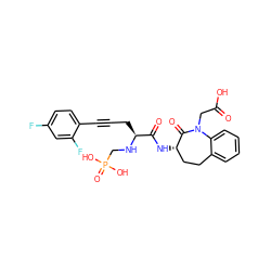 O=C(O)CN1C(=O)[C@@H](NC(=O)[C@H](CC#Cc2ccc(F)cc2F)NCP(=O)(O)O)CCc2ccccc21 ZINC000029310904