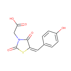 O=C(O)CN1C(=O)S/C(=C/c2ccc(O)cc2)C1=O ZINC000005649437