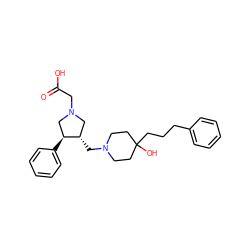 O=C(O)CN1C[C@H](CN2CCC(O)(CCCc3ccccc3)CC2)[C@@H](c2ccccc2)C1 ZINC000013819427