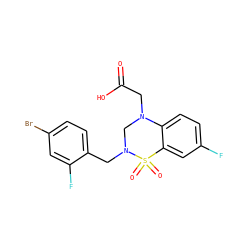 O=C(O)CN1CN(Cc2ccc(Br)cc2F)S(=O)(=O)c2cc(F)ccc21 ZINC000066252827