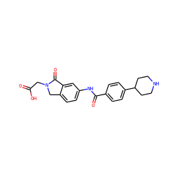 O=C(O)CN1Cc2ccc(NC(=O)c3ccc(C4CCNCC4)cc3)cc2C1=O ZINC000072104791