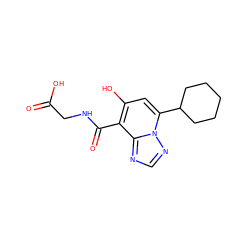 O=C(O)CNC(=O)c1c(O)cc(C2CCCCC2)n2ncnc12 ZINC000116306647