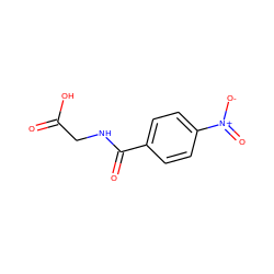 O=C(O)CNC(=O)c1ccc([N+](=O)[O-])cc1 ZINC000003841530