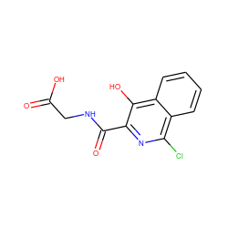 O=C(O)CNC(=O)c1nc(Cl)c2ccccc2c1O ZINC000000007670