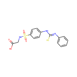 O=C(O)CNS(=O)(=O)c1ccc(N/C(S)=N/c2ccccc2)cc1 ZINC000029334162