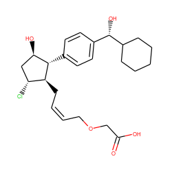 O=C(O)COC/C=C\C[C@@H]1[C@@H](c2ccc([C@H](O)C3CCCCC3)cc2)[C@H](O)C[C@H]1Cl ZINC000137014636