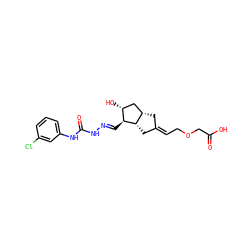 O=C(O)COC/C=C1\C[C@H]2C[C@@H](O)[C@H](/C=N/NC(=O)Nc3cccc(Cl)c3)[C@H]2C1 ZINC000026171247