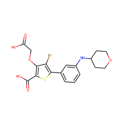 O=C(O)COc1c(C(=O)O)sc(-c2cccc(NC3CCOCC3)c2)c1Br ZINC000028711537