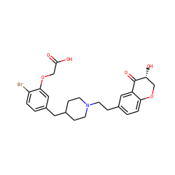 O=C(O)COc1cc(CC2CCN(CCc3ccc4c(c3)C(=O)[C@H](O)CO4)CC2)ccc1Br ZINC000115368363