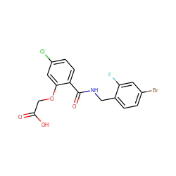 O=C(O)COc1cc(Cl)ccc1C(=O)NCc1ccc(Br)cc1F ZINC000013137480