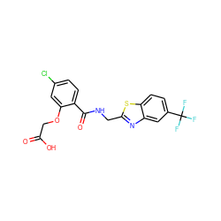 O=C(O)COc1cc(Cl)ccc1C(=O)NCc1nc2cc(C(F)(F)F)ccc2s1 ZINC000028875653