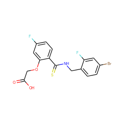 O=C(O)COc1cc(F)ccc1C(=S)NCc1ccc(Br)cc1F ZINC000013137482