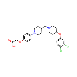 O=C(O)COc1ccc(N2CCC(CN3CCC(Oc4ccc(Cl)c(Cl)c4)CC3)CC2)cc1 ZINC000095572560