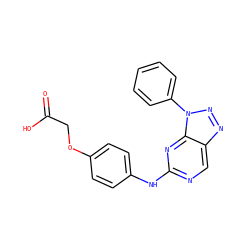 O=C(O)COc1ccc(Nc2ncc3nnn(-c4ccccc4)c3n2)cc1 ZINC000029042418