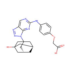 O=C(O)COc1ccc(Nc2ncc3nnn(C45C[C@H]6C[C@@H](CC(O)(C6)C4)C5)c3n2)cc1 ZINC000101130074