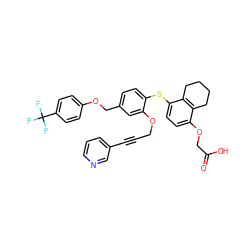 O=C(O)COc1ccc(Sc2ccc(COc3ccc(C(F)(F)F)cc3)cc2OCC#Cc2cccnc2)c2c1CCCC2 ZINC000042834793