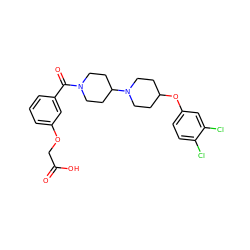 O=C(O)COc1cccc(C(=O)N2CCC(N3CCC(Oc4ccc(Cl)c(Cl)c4)CC3)CC2)c1 ZINC000095557558