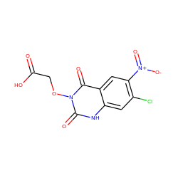 O=C(O)COn1c(=O)[nH]c2cc(Cl)c([N+](=O)[O-])cc2c1=O ZINC001772619024