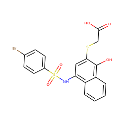 O=C(O)CSc1cc(NS(=O)(=O)c2ccc(Br)cc2)c2ccccc2c1O ZINC000004149952