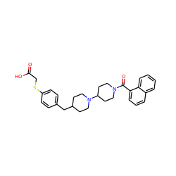 O=C(O)CSc1ccc(CC2CCN(C3CCN(C(=O)c4cccc5ccccc45)CC3)CC2)cc1 ZINC000013440436