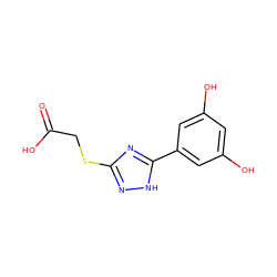 O=C(O)CSc1n[nH]c(-c2cc(O)cc(O)c2)n1 ZINC000219722792