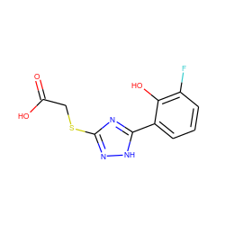 O=C(O)CSc1n[nH]c(-c2cccc(F)c2O)n1 ZINC000653633829