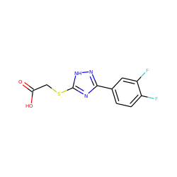 O=C(O)CSc1nc(-c2ccc(F)c(F)c2)n[nH]1 ZINC000037368391