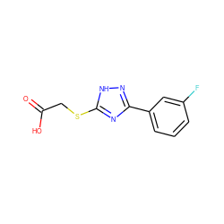 O=C(O)CSc1nc(-c2cccc(F)c2)n[nH]1 ZINC000020159409