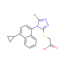 O=C(O)CSc1nnc(Br)n1-c1ccc(C2CC2)c2ccccc12 ZINC000084757007