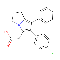 O=C(O)Cc1c(-c2ccc(Cl)cc2)c(-c2ccccc2)c2n1CCC2 ZINC000013737370