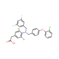 O=C(O)Cc1cc(Br)c(N(Cc2ccc(Oc3ccccc3Cl)cc2)Cc2cc(F)cc(F)c2)c(Br)c1 ZINC000084740352