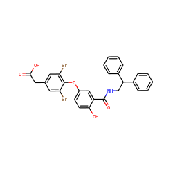 O=C(O)Cc1cc(Br)c(Oc2ccc(O)c(C(=O)NCC(c3ccccc3)c3ccccc3)c2)c(Br)c1 ZINC000028825850