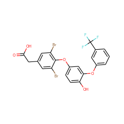 O=C(O)Cc1cc(Br)c(Oc2ccc(O)c(Oc3cccc(C(F)(F)F)c3)c2)c(Br)c1 ZINC000014969288