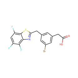 O=C(O)Cc1cc(Br)cc(Cc2nc3c(F)c(F)cc(F)c3s2)c1 ZINC000029414165