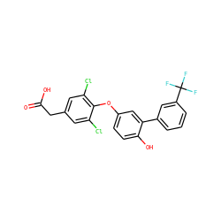 O=C(O)Cc1cc(Cl)c(Oc2ccc(O)c(-c3cccc(C(F)(F)F)c3)c2)c(Cl)c1 ZINC000014969220