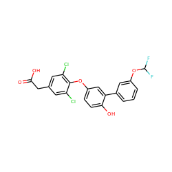 O=C(O)Cc1cc(Cl)c(Oc2ccc(O)c(-c3cccc(OC(F)F)c3)c2)c(Cl)c1 ZINC000014969240