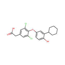 O=C(O)Cc1cc(Cl)c(Oc2ccc(O)c(C3CCCCC3)c2)c(Cl)c1 ZINC000014969278