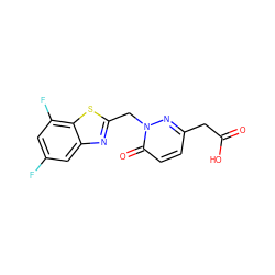 O=C(O)Cc1ccc(=O)n(Cc2nc3cc(F)cc(F)c3s2)n1 ZINC000000007800