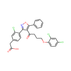 O=C(O)Cc1ccc(-c2noc(-c3ccccc3)c2C(=O)CCCOc2ccc(Cl)cc2Cl)c(Cl)c1 ZINC000037866936