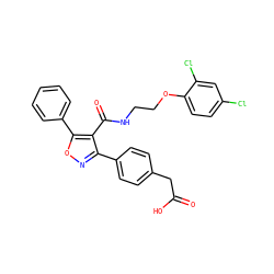 O=C(O)Cc1ccc(-c2noc(-c3ccccc3)c2C(=O)NCCOc2ccc(Cl)cc2Cl)cc1 ZINC000037866951