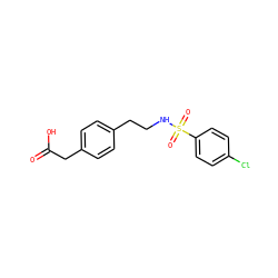 O=C(O)Cc1ccc(CCNS(=O)(=O)c2ccc(Cl)cc2)cc1 ZINC000000608296