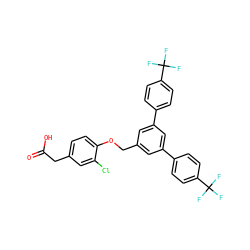 O=C(O)Cc1ccc(OCc2cc(-c3ccc(C(F)(F)F)cc3)cc(-c3ccc(C(F)(F)F)cc3)c2)c(Cl)c1 ZINC000037866915