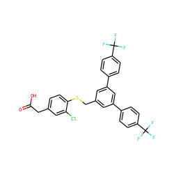 O=C(O)Cc1ccc(SCc2cc(-c3ccc(C(F)(F)F)cc3)cc(-c3ccc(C(F)(F)F)cc3)c2)c(Cl)c1 ZINC000037866913