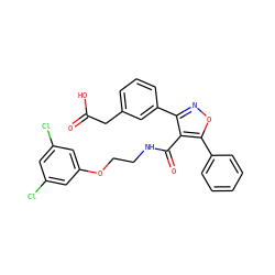 O=C(O)Cc1cccc(-c2noc(-c3ccccc3)c2C(=O)NCCOc2cc(Cl)cc(Cl)c2)c1 ZINC000049049062