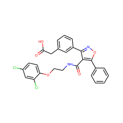 O=C(O)Cc1cccc(-c2noc(-c3ccccc3)c2C(=O)NCCOc2ccc(Cl)cc2Cl)c1 ZINC000037866948