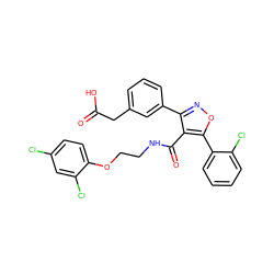 O=C(O)Cc1cccc(-c2noc(-c3ccccc3Cl)c2C(=O)NCCOc2ccc(Cl)cc2Cl)c1 ZINC000037866939