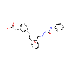 O=C(O)Cc1cccc(CC[C@H]2[C@@H](/C=N/NC(=O)Nc3ccccc3)[C@H]3CC[C@H]2O3)c1 ZINC000195219495