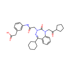 O=C(O)Cc1cccc(NC(=O)CN2N=C(C3CCCCC3)c3ccccc3N(CC(=O)C3CCCC3)C2=O)c1 ZINC000003915902